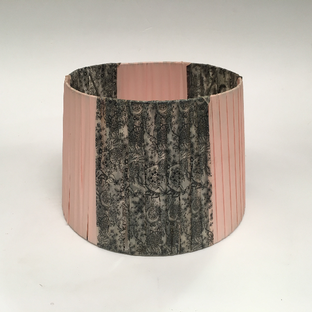 LAMPSHADE, 1950s (Small) Pink and Grey Ribbon